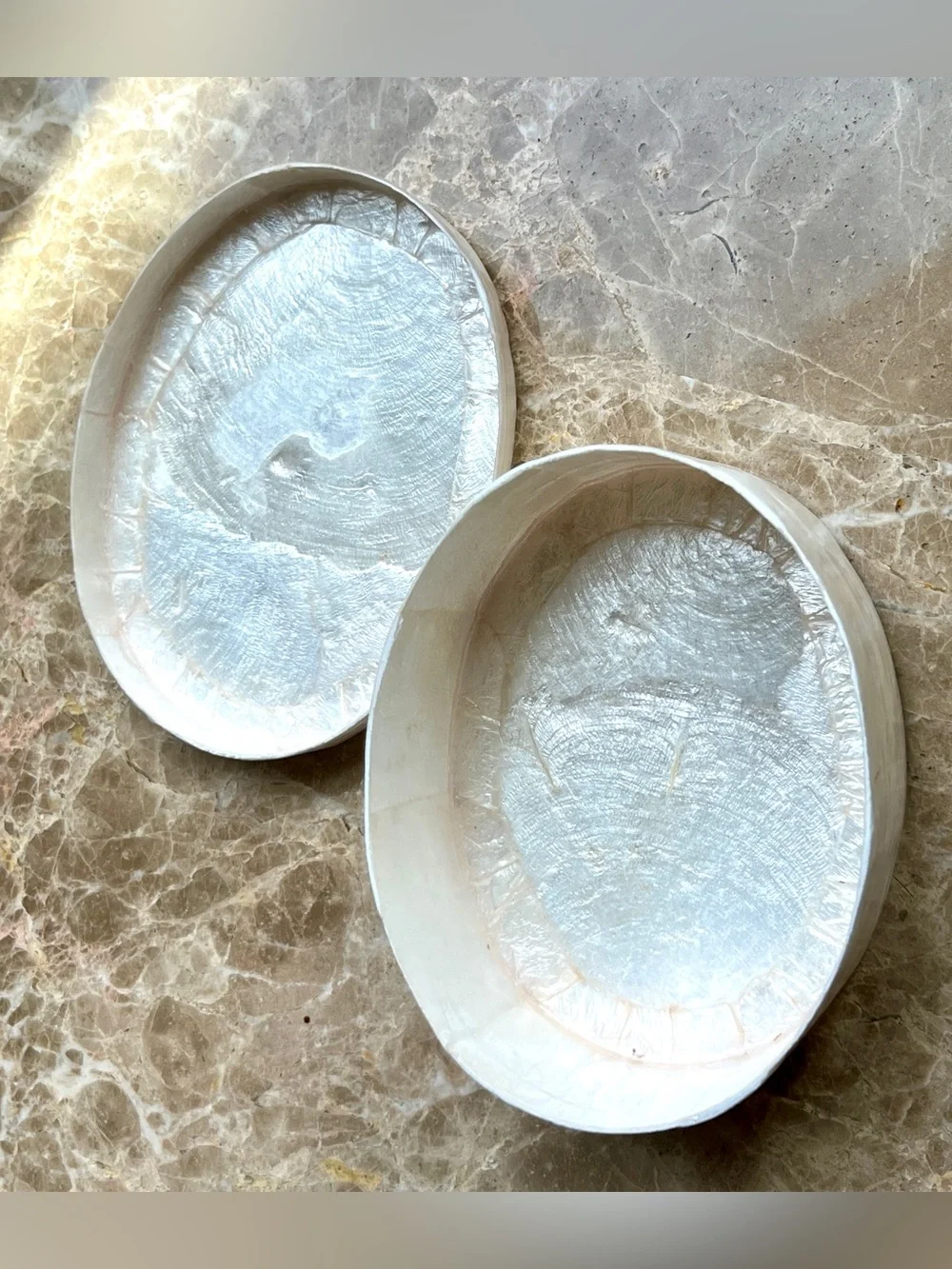 White Pearlized Capiz Shell Oval Jewelry Box - Elegant Jewelry Organizer